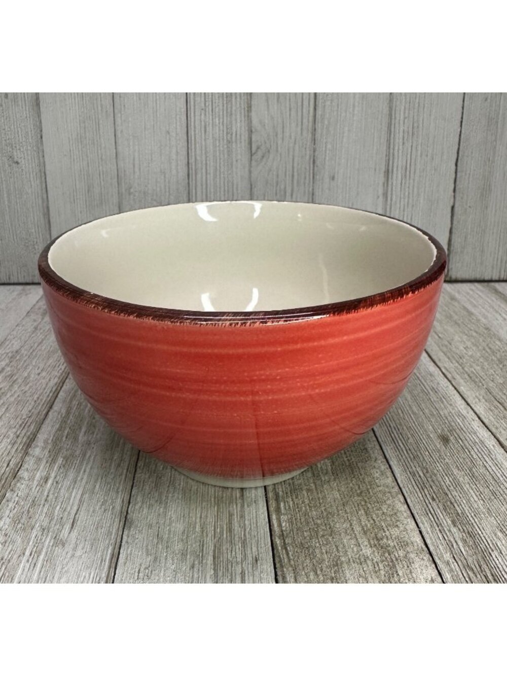 Vtg Royal Norfolk Stoneware Deep Soup Cereal Bowls Red Ceramic 5.5" DIA Set 4 - Picture 2 of 9